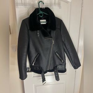 Zara Fur Lined Moto Jacket.